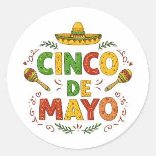 Cinco De Mayo Fiesta Sombrero Maracas Classic Round Sticker