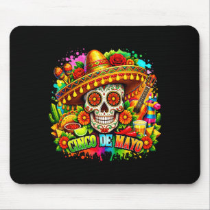 Cinco de mayo fiesta sombreros mexican sugar skull mouse pad