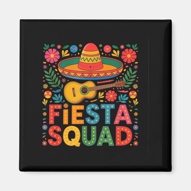 Cinco De Mayo Fiesta Squad Funny Sobrero Colourful Magnet (Front)