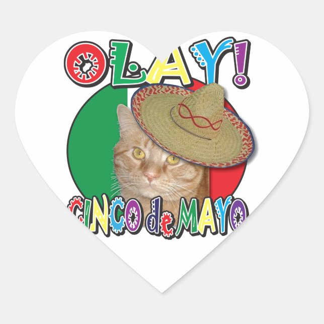 Cinco de Mayo Flag of Mexico Heart Sticker (Front)