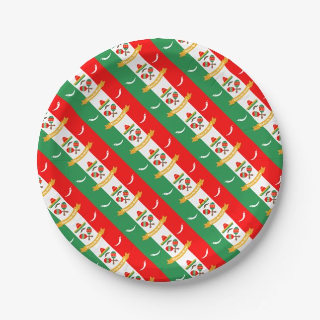 Cinco De Mayo flag Paper Plate (Front)