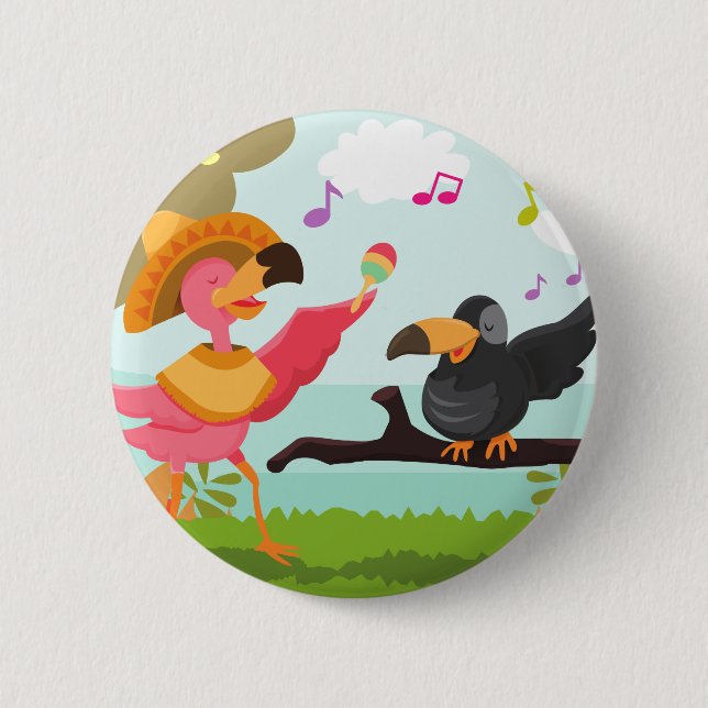 cinco de mayo flamingo 6 cm round badge (Front)