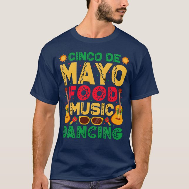 Cinco De Mayo Food Music Dancing Funny Maraca boy T-Shirt (Front)