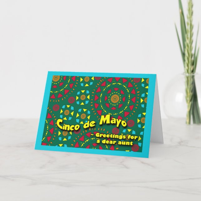 Cinco de Mayo for Aunt Colourful Mosaic Pattern Card (Front)