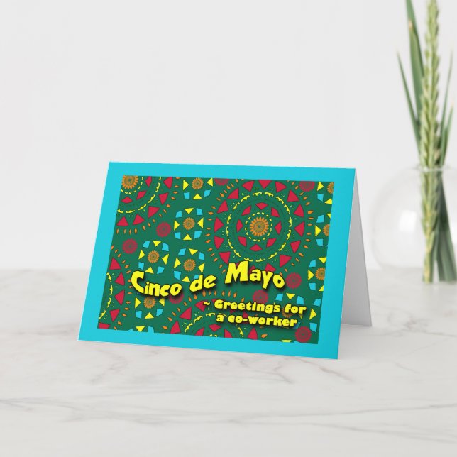 Cinco de Mayo for Co-worker, Colourful Mosaic Card (Front)