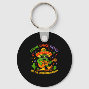 Cinco de mayo funny cactus sombrero strum danceCin Key Ring