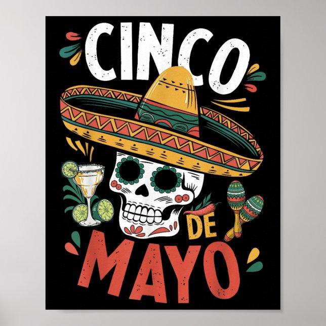 Cinco De Mayo Funny Camisa Mexican Sombrero Fiesta Poster (Front)
