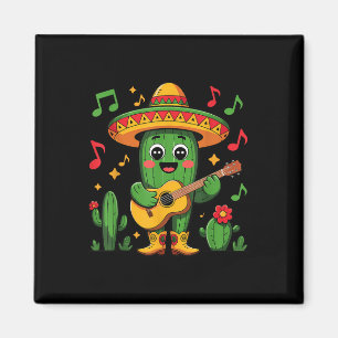 Cinco De Mayo Funny Catus With Sombrero Hat And Gu Magnet