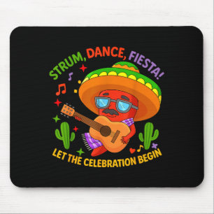Cinco de mayo funny chilli pepper sombrero strum mouse pad
