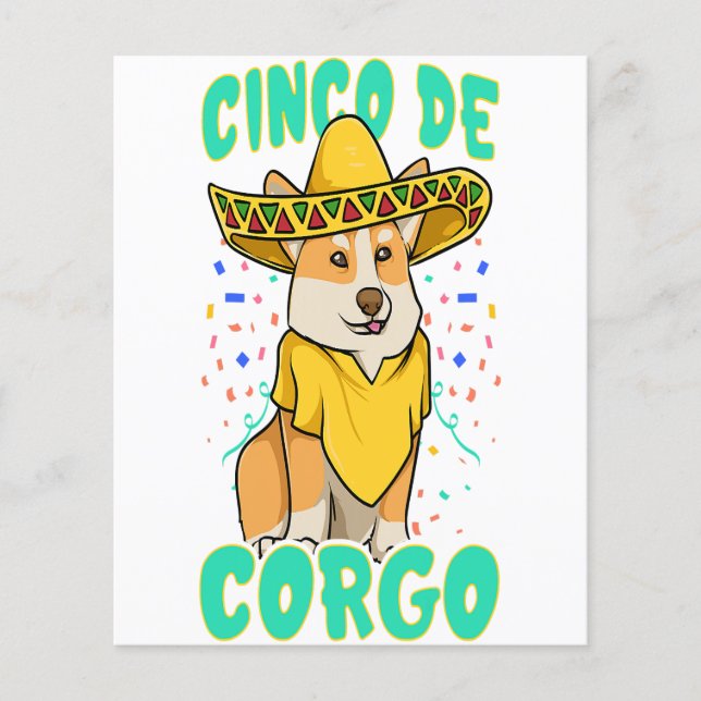 Cinco de Mayo Funny Corgi Dog with a Poncho _ Mexi Flyer (Front)