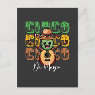 Cinco De Mayo Funny Mexican Cactus Playing Guitar Postcard