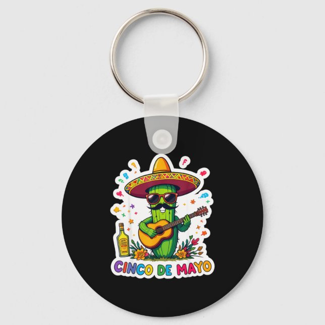 Cinco de mayo funny mexican cactus sunglassesCinco Key Ring (Front)