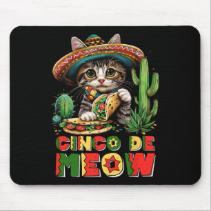 Cinco De Mayo Funny Mexican Cat Sombrero Poncho Me Mouse Pad