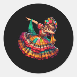 Cinco De Mayo Funny Mexican Dabbing Woman Cinco De Classic Round Sticker