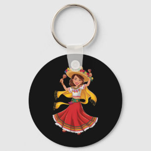 Cinco De Mayo Funny Mexican Dabbing Woman Cinco De Key Ring
