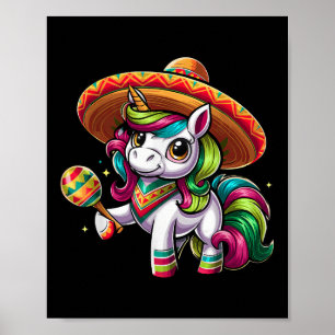 Cinco De Mayo Funny Mexican Party Unicorn Kids Gir Poster