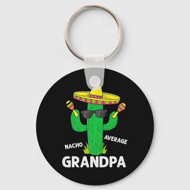 Cinco De Mayo Funny Nacho Average Grandpa Sombrero Key Ring (Front)