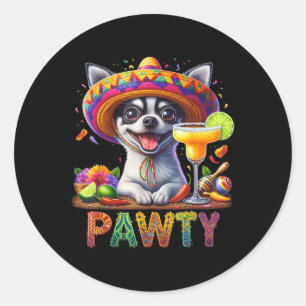 Cinco De Mayo Funny Pawty Chihuahua Margarita Somb Classic Round Sticker