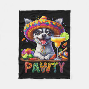 Cinco De Mayo Funny Pawty Chihuahua Margarita Somb Fleece Blanket