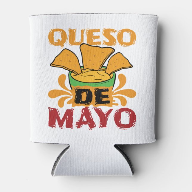 Cinco de Mayo Funny Queso Pun Can Cooler (Front)