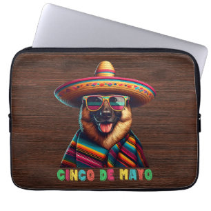 Cinco De Mayo German Shepherd With Poncho Sombrero Laptop Sleeve