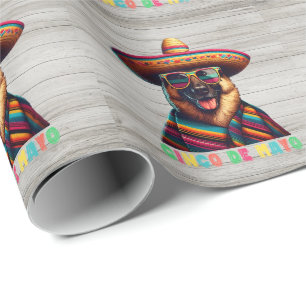 Cinco De Mayo German Shepherd With Poncho Sombrero Wrapping Paper