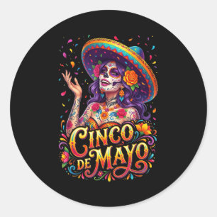 Cinco de mayo girl mexican fiesta 5 de mayo Cinco  Classic Round Sticker
