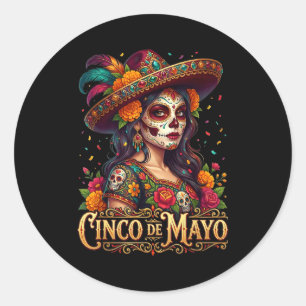 Cinco de mayo girl mexican fiesta 5 de mayo Cinco  Classic Round Sticker