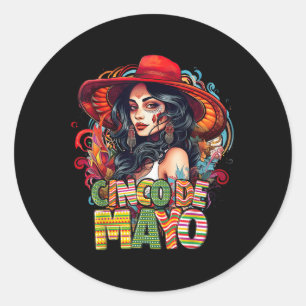 Cinco De Mayo Girl Mexican Fiesta 5 De Mayo Women  Classic Round Sticker