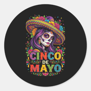 Cinco de mayo girl mexican fiesta 5 de mayo womenC Classic Round Sticker