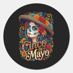 Cinco de mayo girls women mexican fiesta 5 de mayo classic round sticker