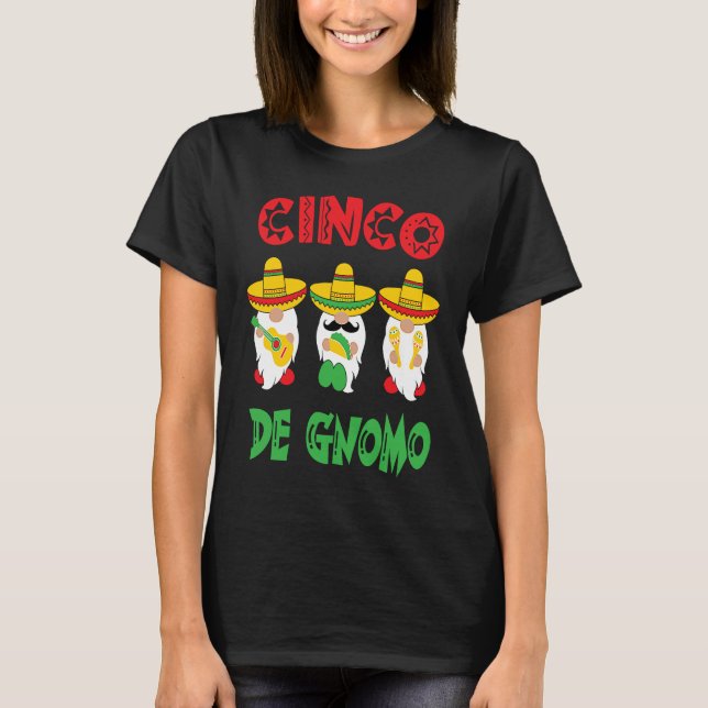 Cinco De Mayo Gnomo 3 Fiesta Gnomes Eat Tacos Tres T-Shirt (Front)
