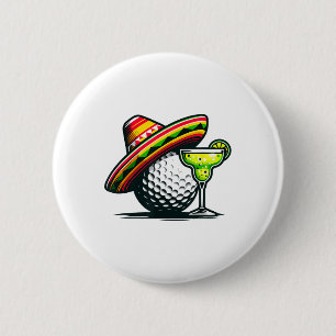 Cinco De Mayo Golf Ball With Sombrero And Margarit 6 Cm Round Badge