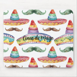 Cinco de Mayo Green Brown Moustaches Mouse Pad