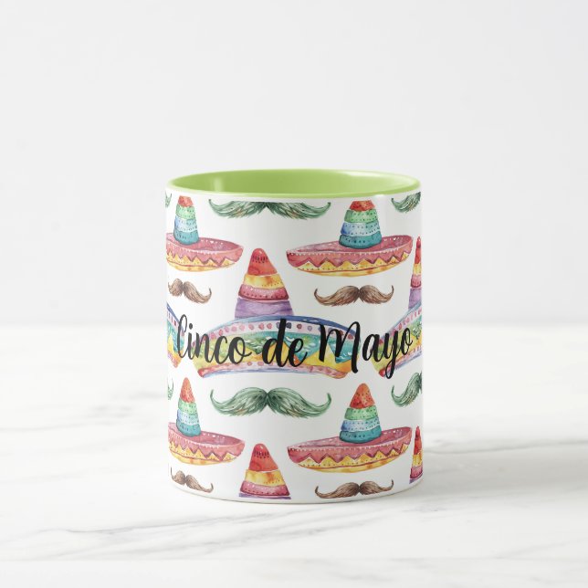 Cinco de Mayo Green Brown Moustaches Mug (Center)