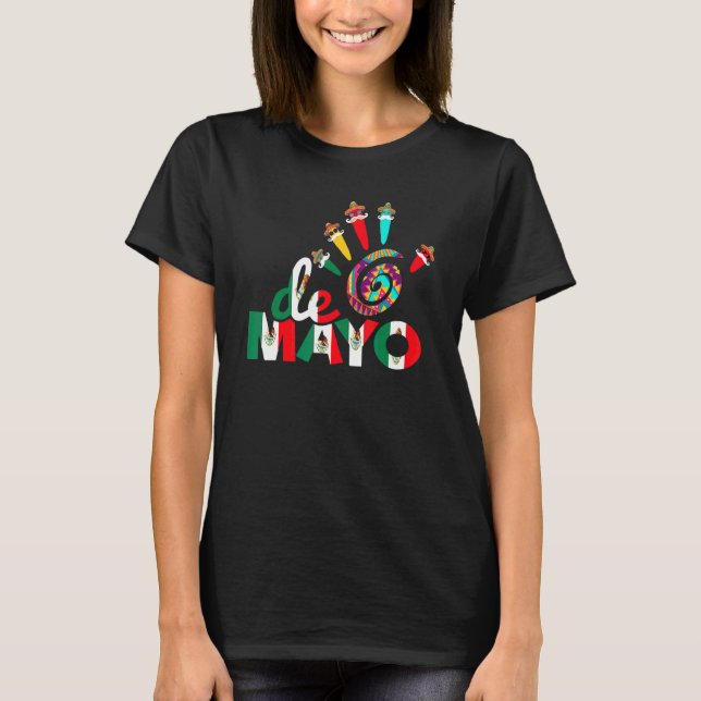 Cinco De Mayo  Hand Print Mexican Hat 2 T-Shirt (Front)