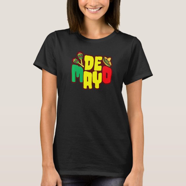 Cinco De Mayo  Hand Print Mexican Hat T-Shirt (Front)