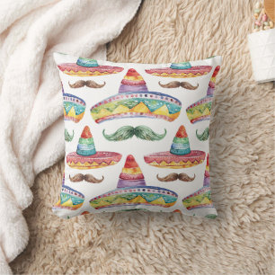 Cinco de Mayo Hats Moustache Red Green Cushion