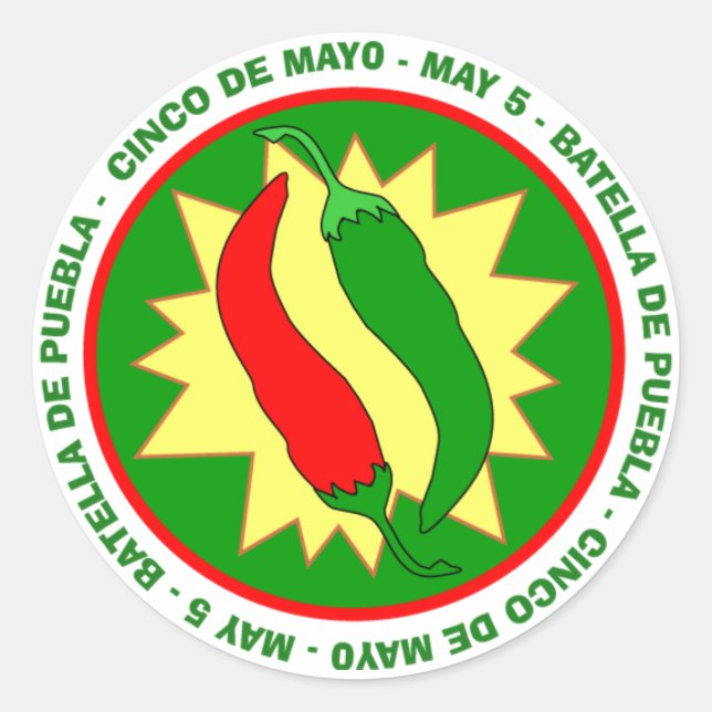 Cinco de Mayo Hot Peppers Sticker (Front)