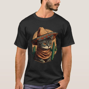 Cinco de Mayo Kitten With Sombrero Mexican Fiesta  T-Shirt