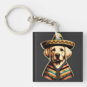 Cinco De Mayo Labrador Retriever Poncho Sombrero Key Ring