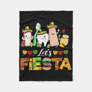 Cinco De Mayo Lets Fiesta Dental Squad Funny Teeth Fleece Blanket