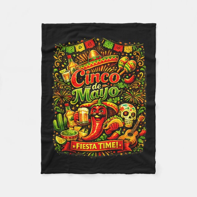 Cinco de mayo let's fiesta mexican party cinco deC Fleece Blanket (Front)