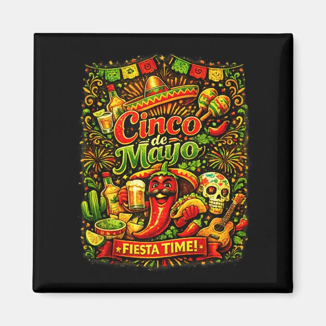 Cinco de mayo let's fiesta mexican party cinco deC Magnet (Front)