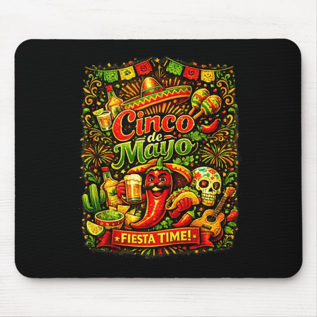 Cinco de mayo let's fiesta mexican party cinco deC Mouse Pad (Front)