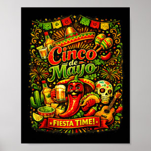 Cinco de mayo let's fiesta mexican party cinco deC Poster