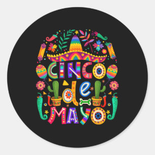 Cinco De Mayo Lets Fiesta Squad 5 De Mayo Mexican Classic Round Sticker