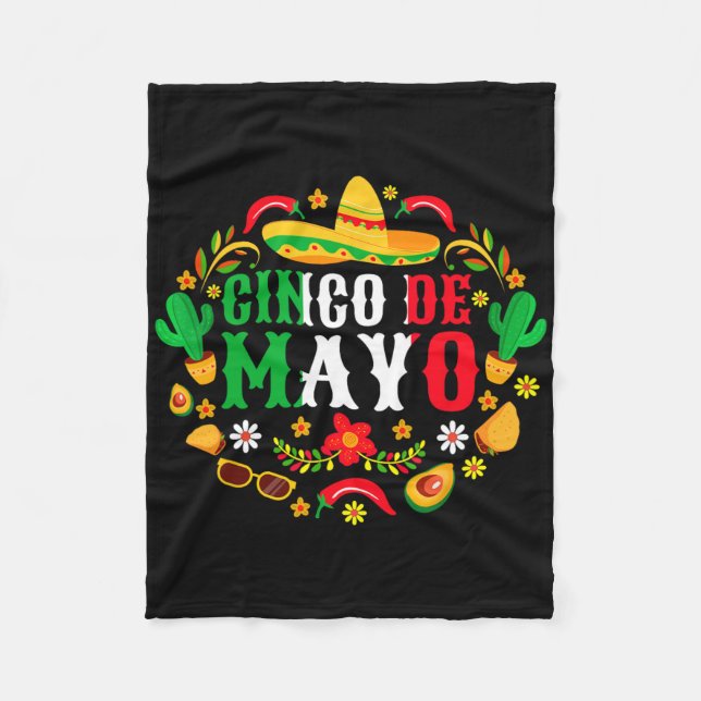 Cinco De Mayo Lets Fiesta Squad 5 De Mayo Mexican  Fleece Blanket (Front)