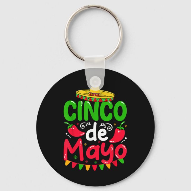 Cinco De Mayo Lets Fiesta Squad 5 De Mayo Mexican  Key Ring (Front)