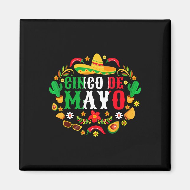Cinco De Mayo Lets Fiesta Squad 5 De Mayo Mexican  Magnet (Front)